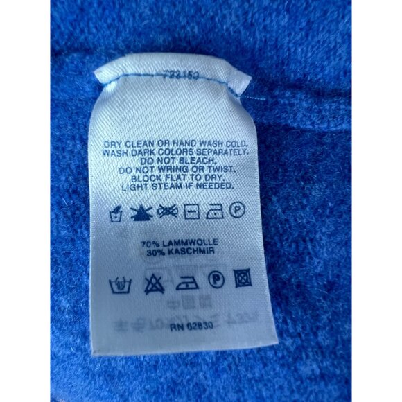 Mens Lands End Blue Wool & Cashmere V-Neck Sweater L 42-44 Long Sleeve - Picture 4 of 10